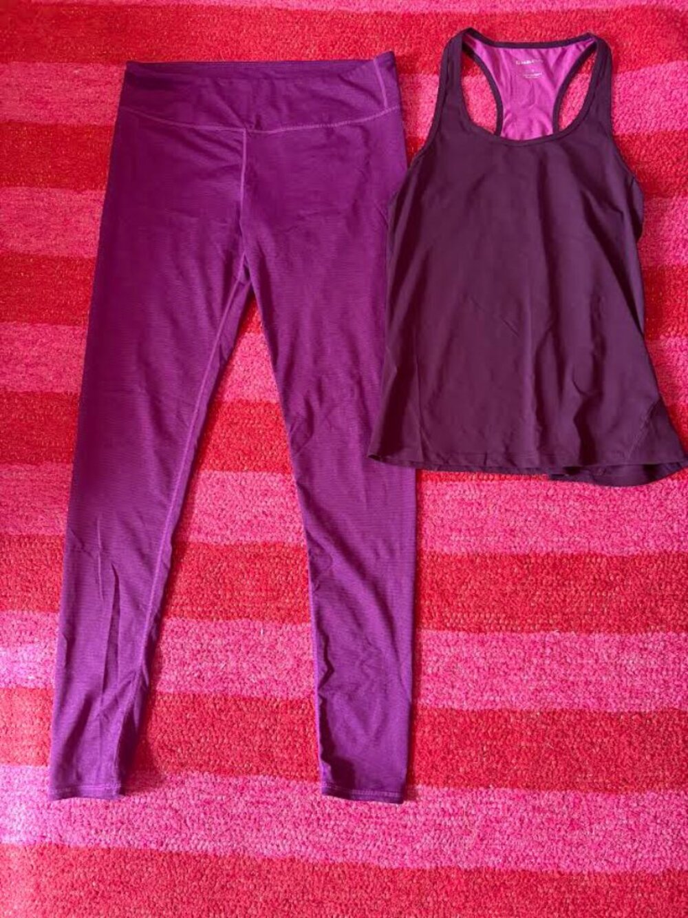 Fabletics Exercise Set in Plum, size 8/M, Leggings and Top.
